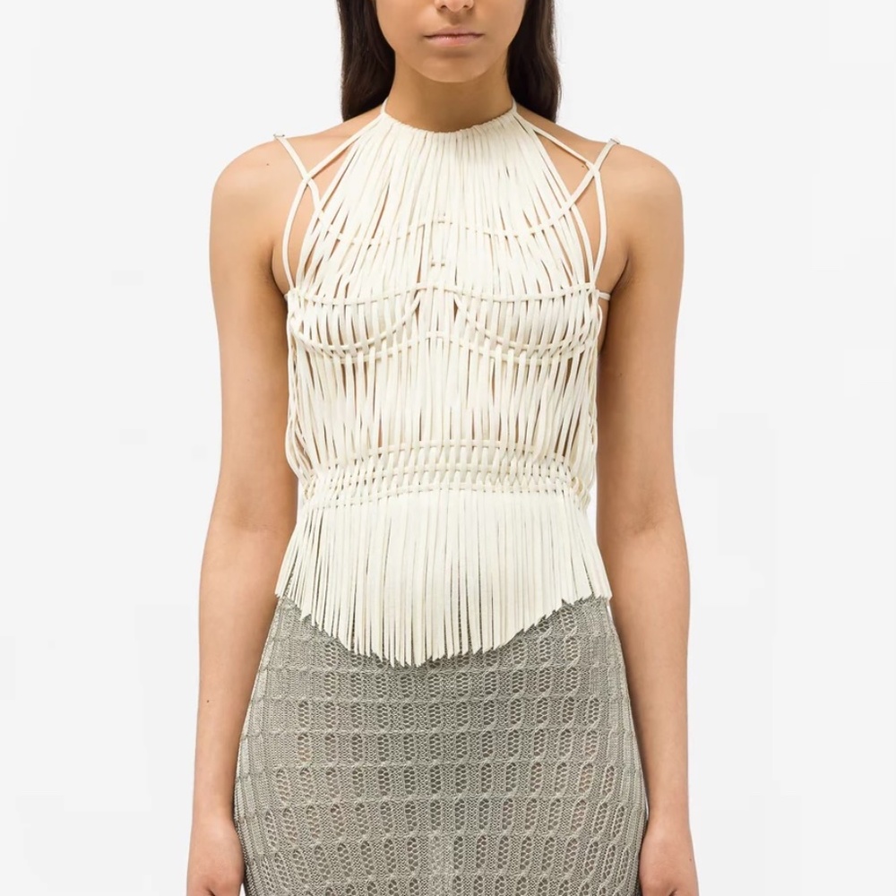 Isa Boulder Papercut Top in White